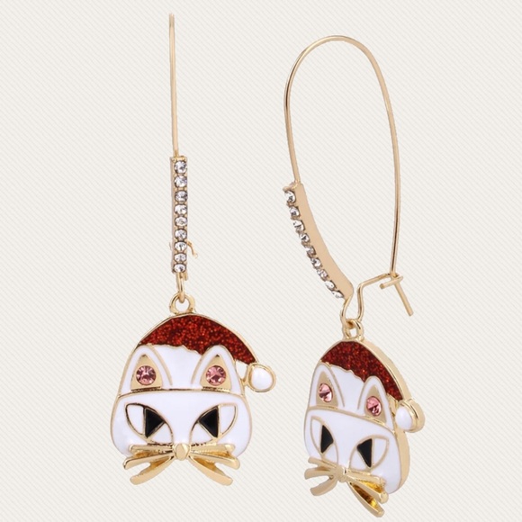 SET CHRISTMAS CAT NECKLACE AND HOOK EARRINGS - Picture 7 of 8